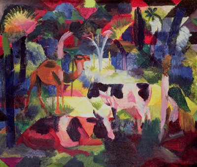 Landscape with Cows and a Camel by August Macke